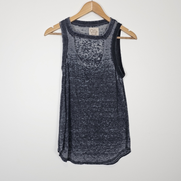 Chaser Grey Burnout Cutout Tank Top XS - Picture 2 of 6